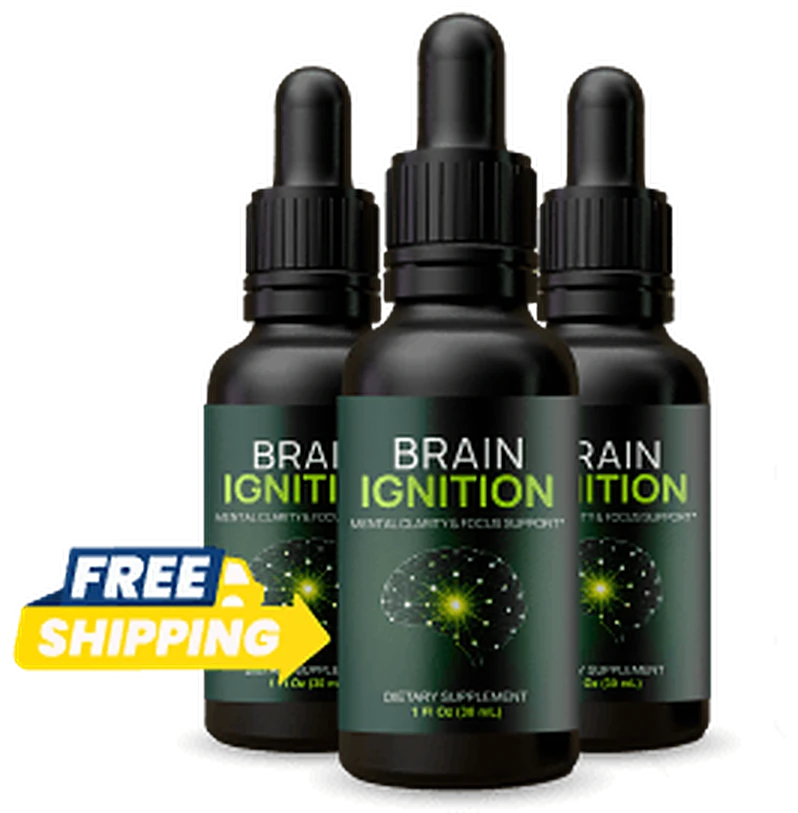 Brain Ignition 3 bottle pack of daily liquid dropper supplement